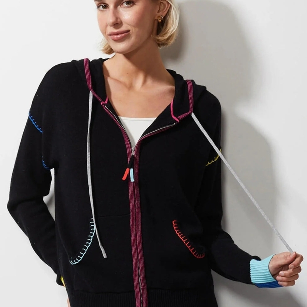 Colorful Stitch Black Hoodie